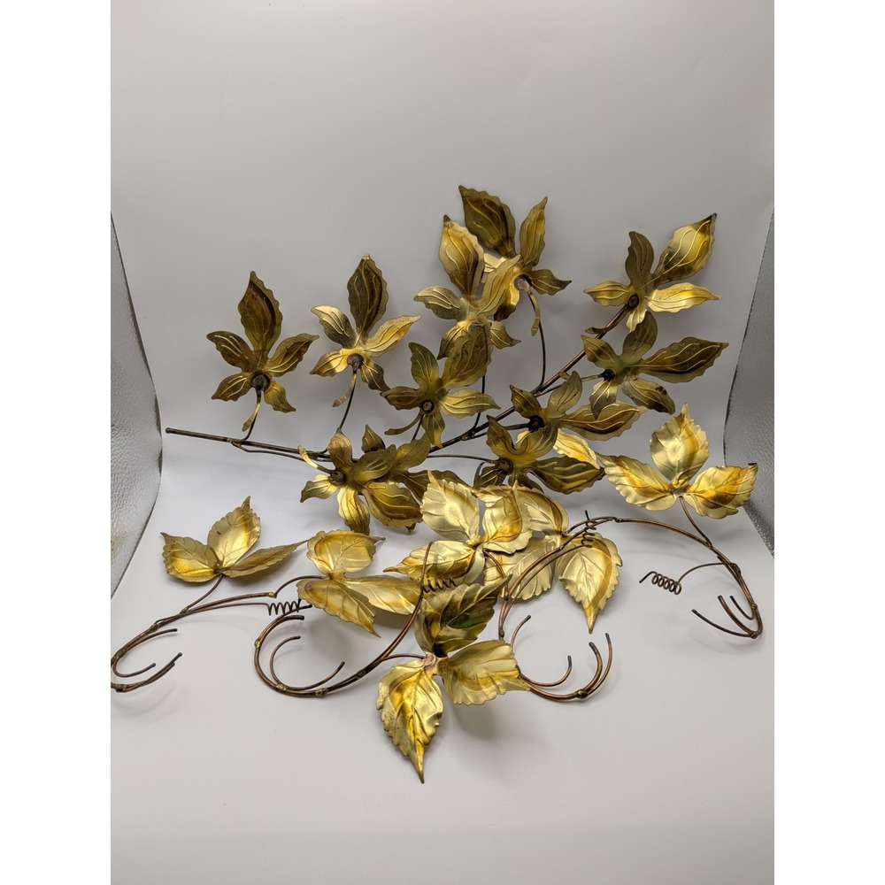 Vintage Metal Ivy Vines Set Of 5 Wall Art Decor MCM Home Interiors Brass Copper